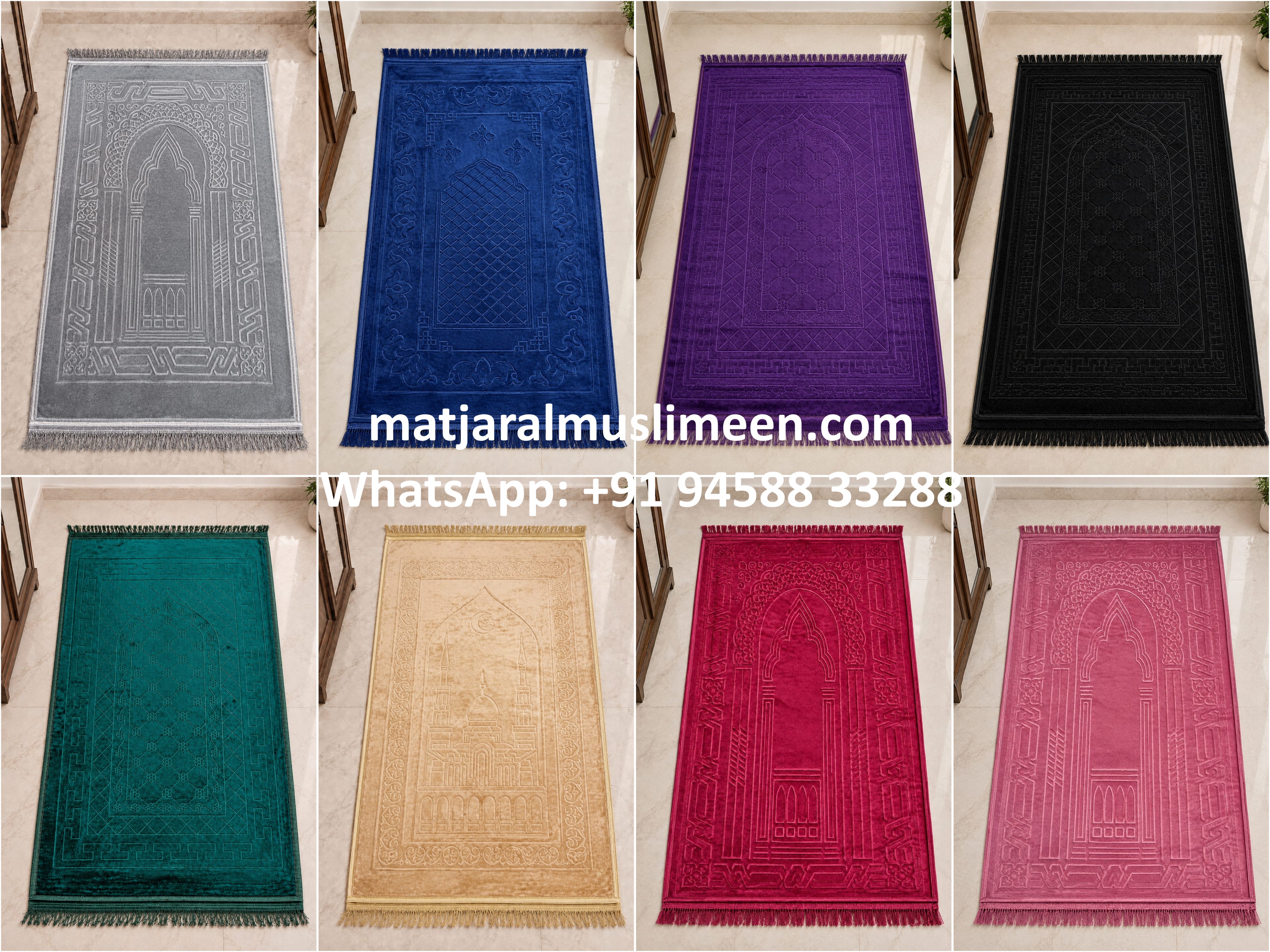 Padded Rectangular Plain Prayer Mat - 70x110 cm